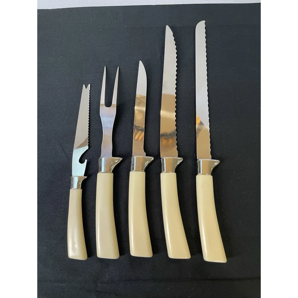 Vintage MCM Lifetime Cutlery‎ Fleur D'Or Serving & Carving Set Sheffield England